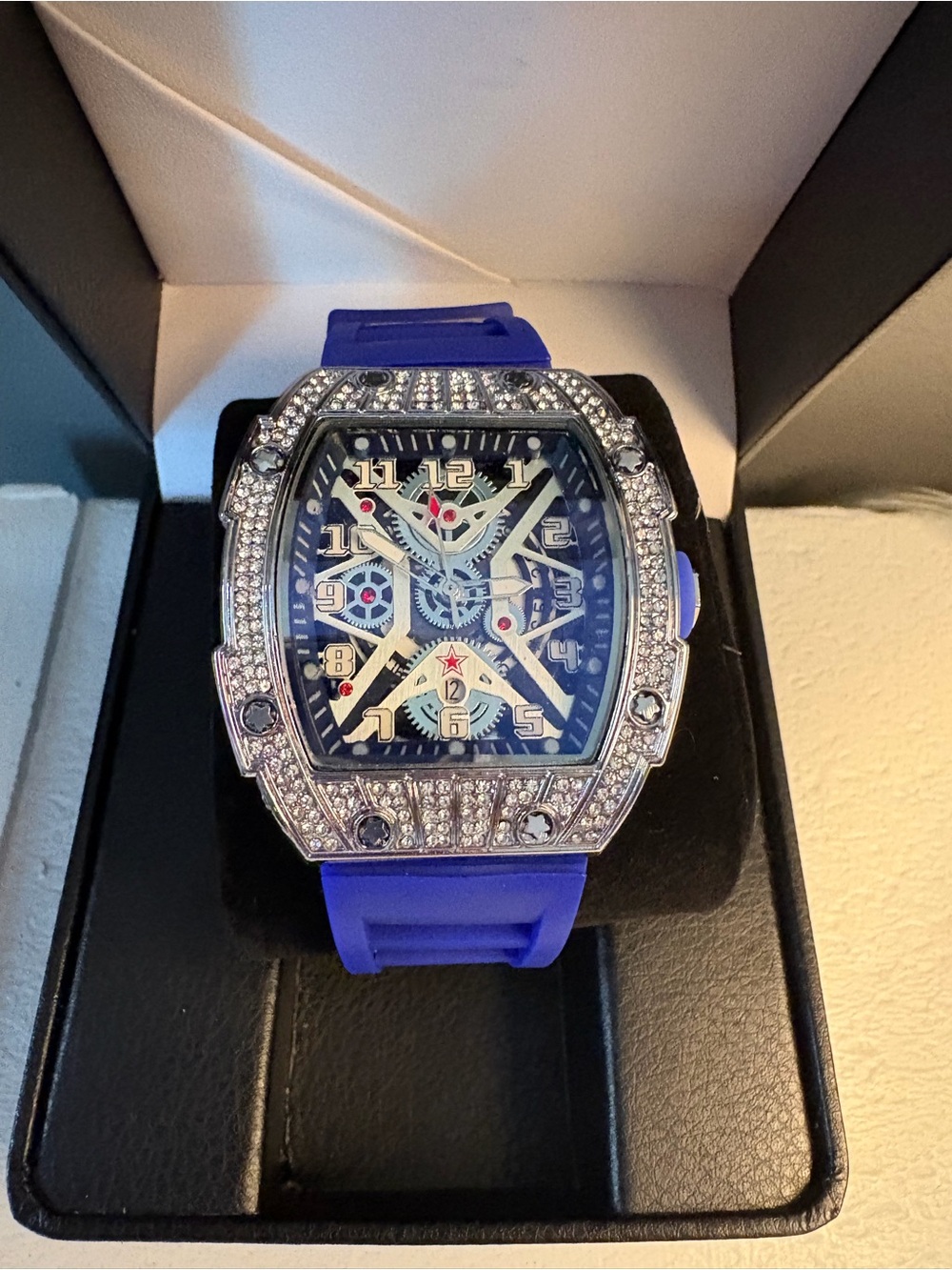 AJ Brand Blue Crystal Accent Sport Watch
